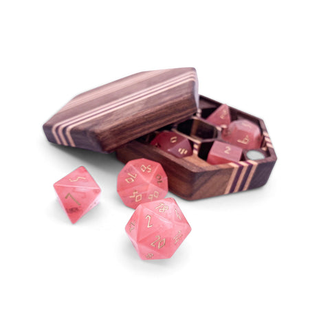 Watermelon Candy Jade - 7 Piece RPG Set Gemstone Dice