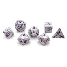 White Howlite - 7 Piece RPG Set Gemstone Dice-Gemstone Dice-Norse Foundry-Dungeons and Dragons Dice-Gem Dice-DND Dice-Gaming Dice