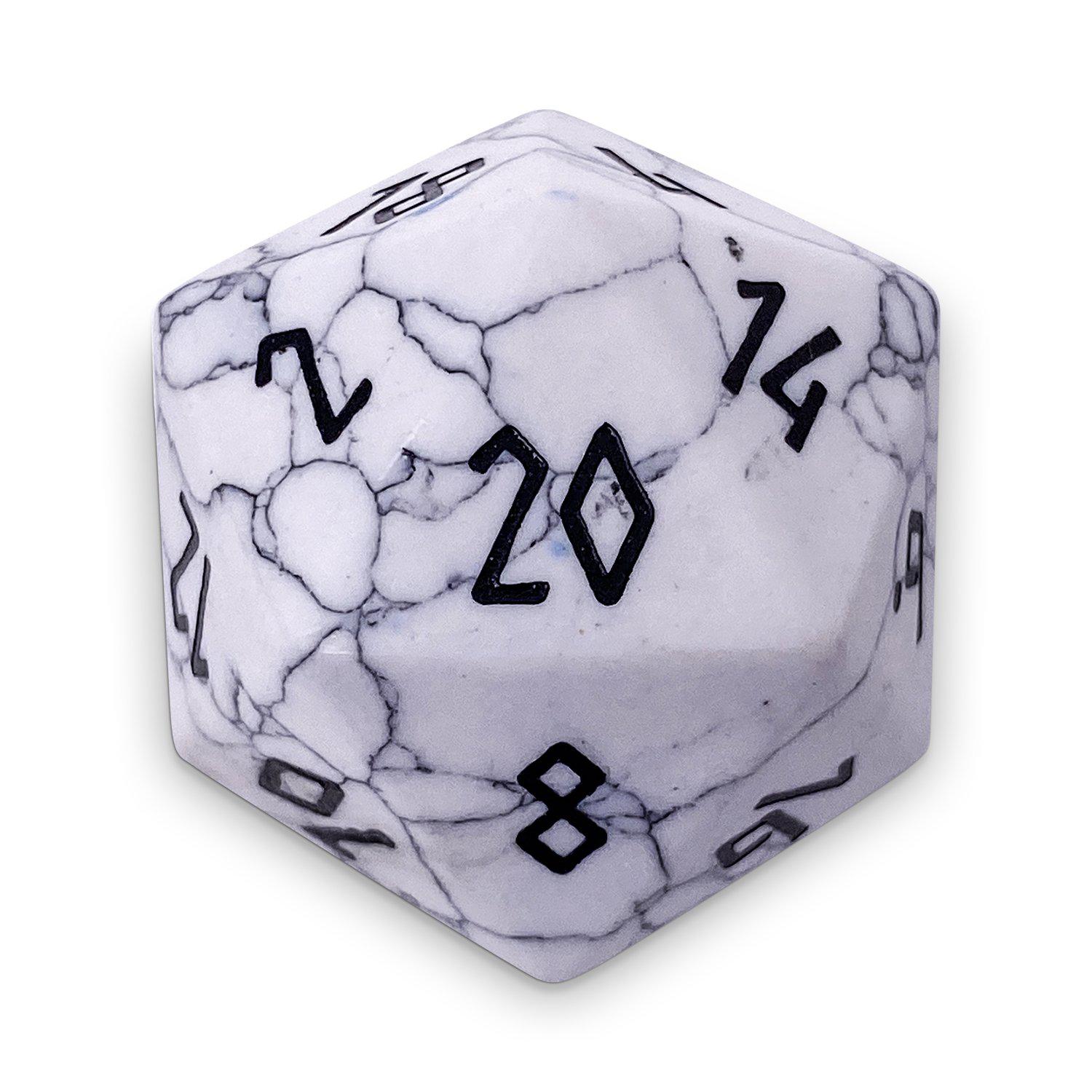 White Howlite - Boulder 30mm Gemstone Dice - NOR 01077_Parent