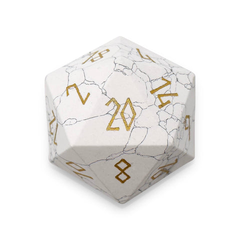 White Howlite - Boulder® 30mm Gemstone Dice