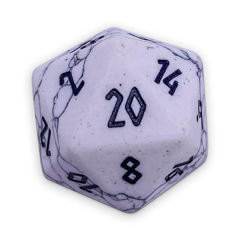 White Howlite - Single D20 Gemstone Dice