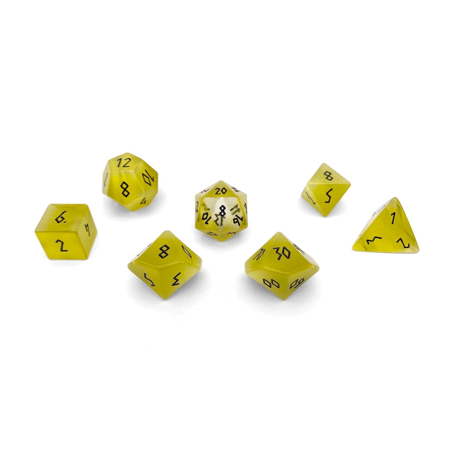 Yellow Cats Eye - 7 Piece RPG Set Glass Dice - NOR 01571