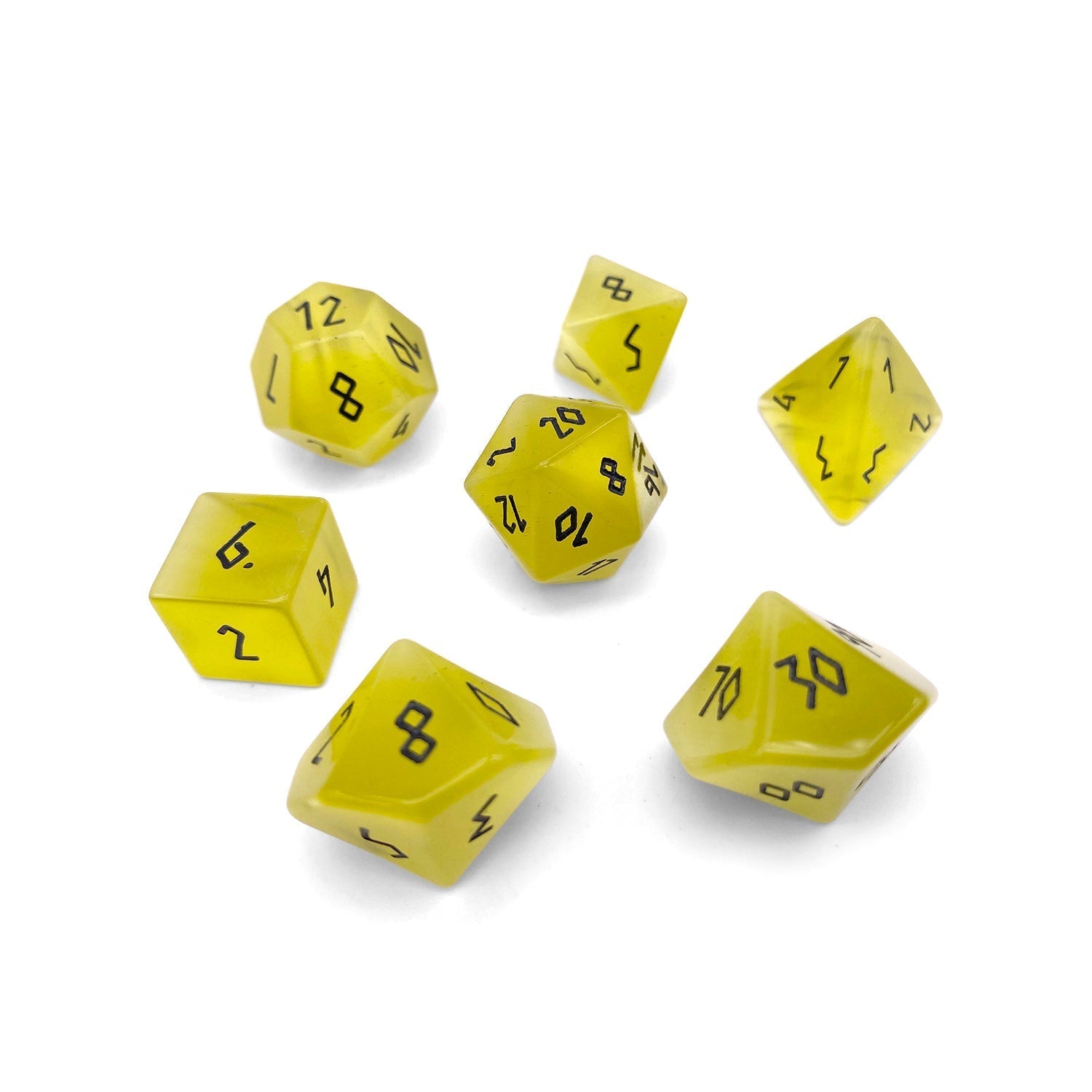 Yellow Cats Eye - 7 Piece RPG Set Glass Dice - NOR 01571