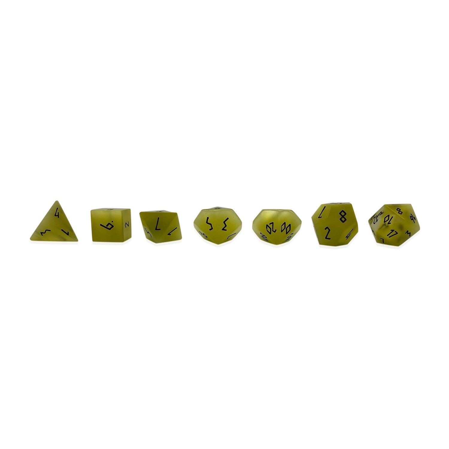 Yellow Cats Eye - 7 Piece RPG Set Glass Dice - NOR 01571