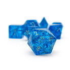 Shattered Zircon Sapphire - 7 Piece RPG Set Zircon Glass Dice - NOR 01549