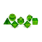 Zircon Emerald - Gold Font 7 Piece RPG Set Zircon Glass Dice - NOR 01567