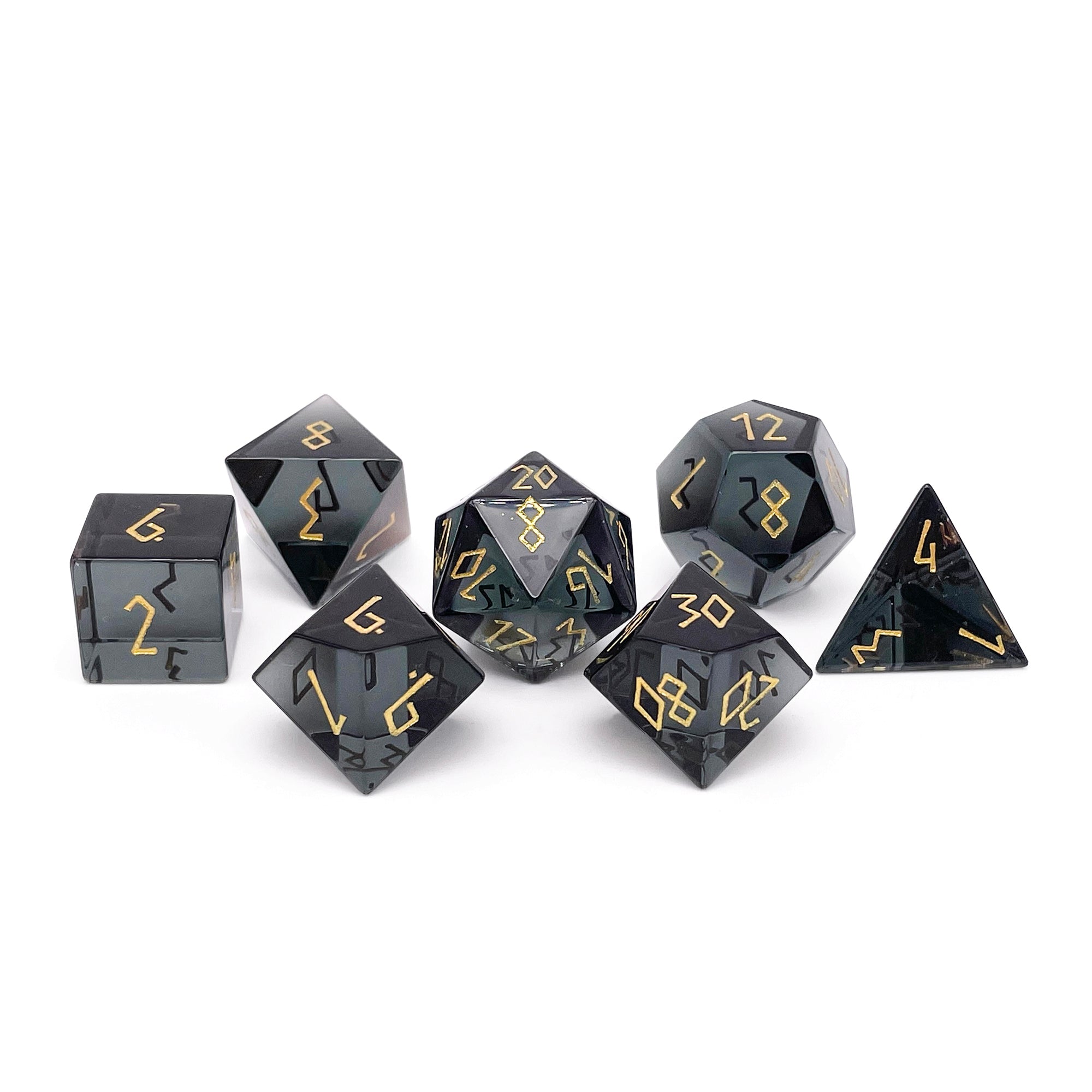 Zircon Glass Smoke - 7 Piece RPG Set Zircon Glass Dice - NOR 01568