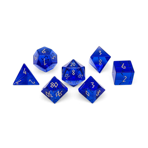 Zircon Sapphire - 7 Piece RPG Set Zircon Glass Dice