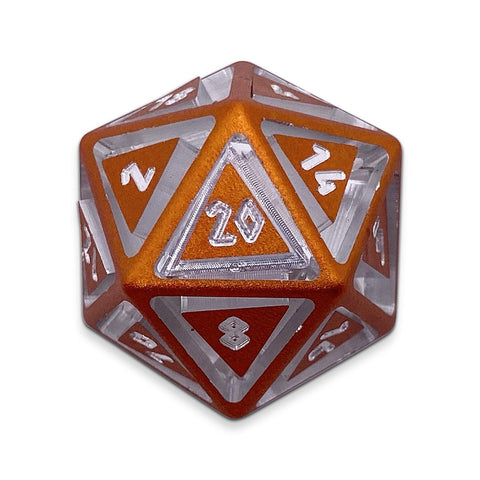 Nimbus™ Precision CNC Aluminum D20 Single Norse Font - Chromatic Orange Dragon