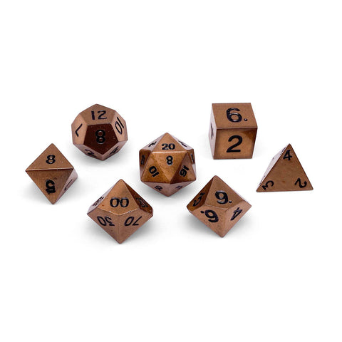 Gnomish Copper - 7 Piece Metal D&D & RPGs Dice Set