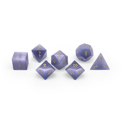 Grey Cats Eye - 7 Piece RPG Set Glass Dice