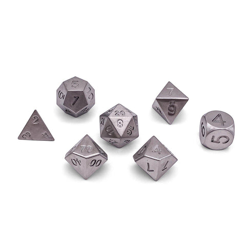 Stainless Steel - 7 Piece RPG Set True Metal Dice