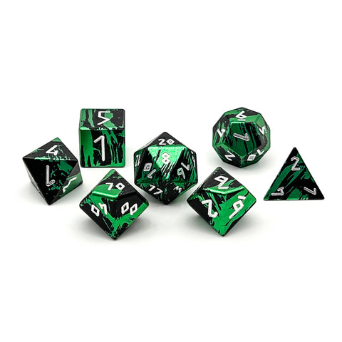 Dark Forest - 7 Piece RPG Set 6063 Aluminum Layered Dice