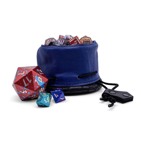 Black / Blue Cobra Scale Leather Dice Bag / Dice Cup Transformer