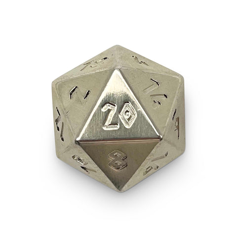 Silver - Single D20 True Metal Dice