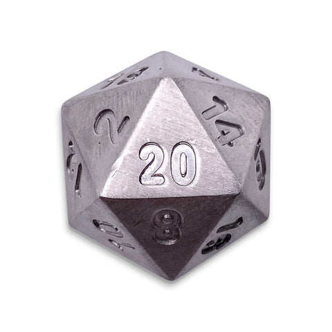 Stainless Steel - Single D20 True Metal Dice