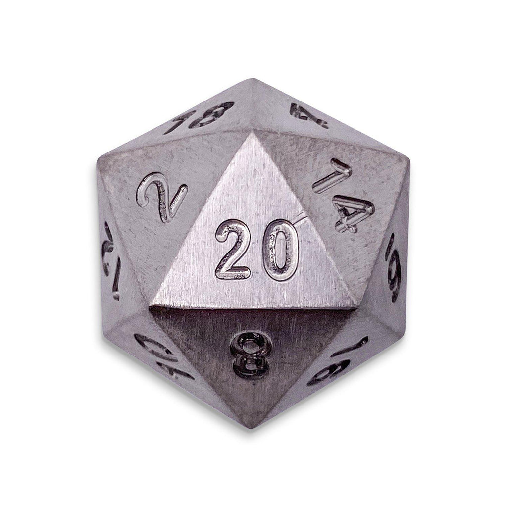 Titanium - Single D20 True Metal Dice - Norse Foundry