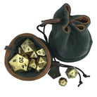 Green and Brown Leather Dice Bag / Dice Cup Transformer-Leather Dice Bag-Norse Foundry-DND Dice-Polyhedral Dice-D20-Metal Dice-Precision Dice-Luxury Dice-Dungeons and Dragons-D&D-