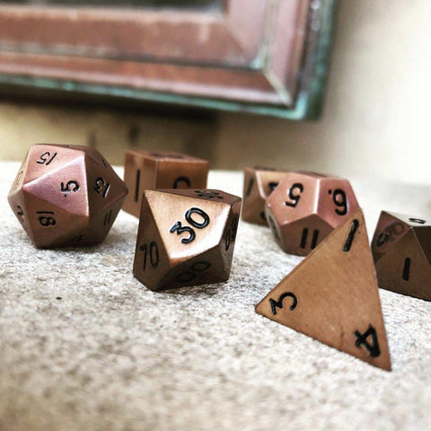 Gnomish Copper - 7 Piece Metal D&D & RPGs Dice Set