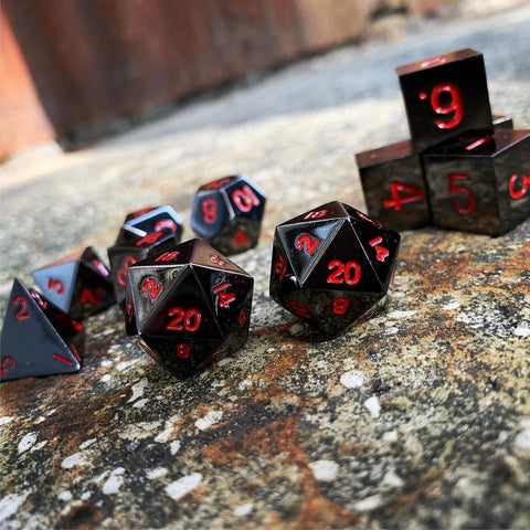 Nightmare Black - 7 Piece Metal D&D & RPGs Dice Set