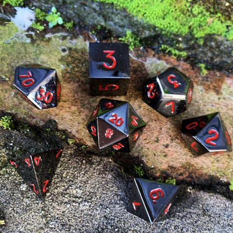 Nightmare Black - 7 Piece Metal D&D & RPGs Dice Set