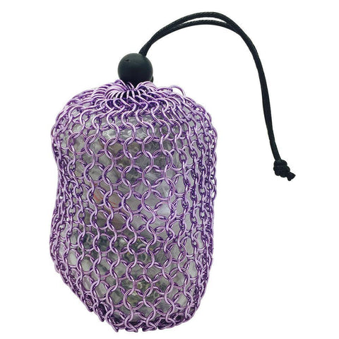 Stainless Steel Chainmail Dice Bag - Purple by Norse Foundry